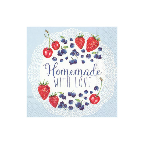 Lunch Napkin - Homemade With Love, Light Blue