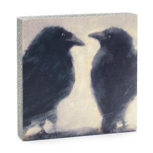 Talking Ravens Art Block, 6.25x6.25x1.25"