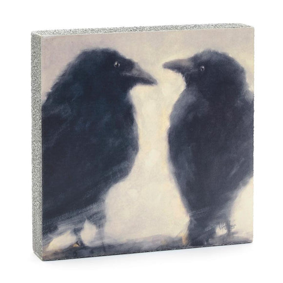 Talking Ravens Art Block, 6.25x6.25x1.25