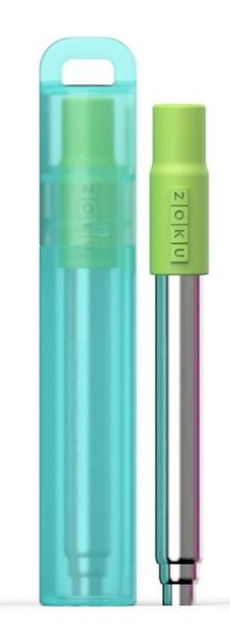Zoku Teal Pocket Straw, S/S Extendable w/Brush & Case