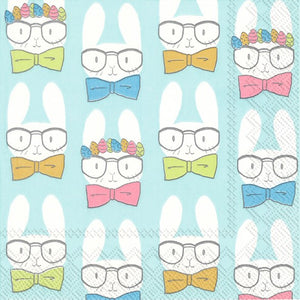 Cocktail Napkin - Easter Bunnies, Turquoise