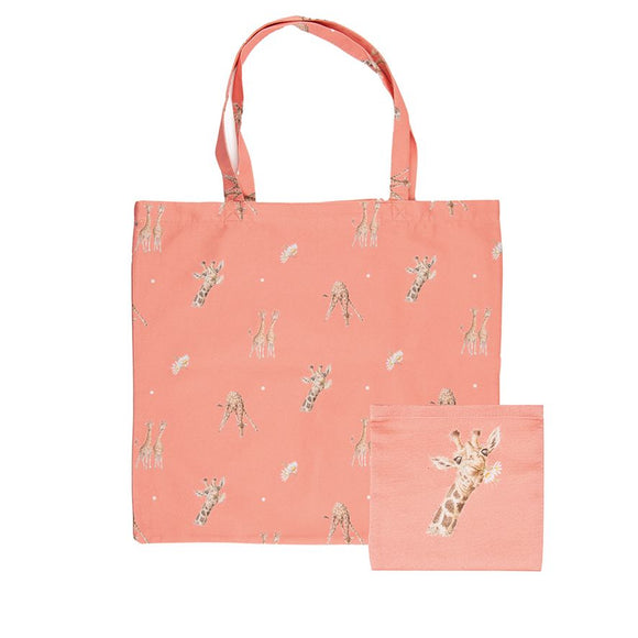 Wrendale Foldable Shopping Bag, Flowers (Giraffe) 16x18