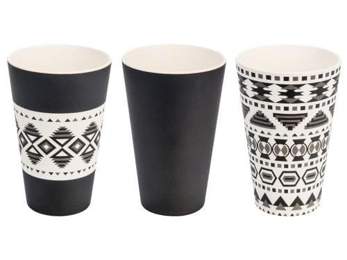 Bamboo Cup Set of 3 400ml, Aztec White