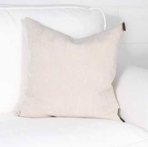 Marie Dooley Corduroy Throw Pillow, Off-White 18x18