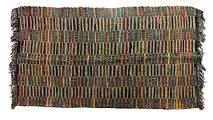 Gajmoti Jute & Cotton Rug, Striped Check Multi-Colour 36x60"