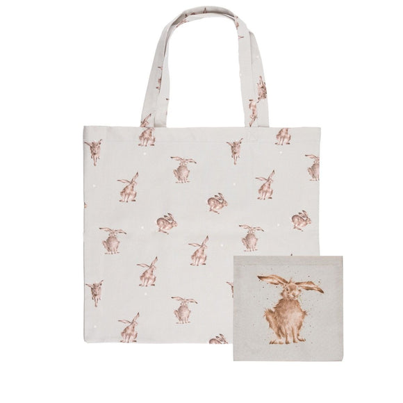 Wrendale Foldable Shopping Bag, Hare-Brained 16x18