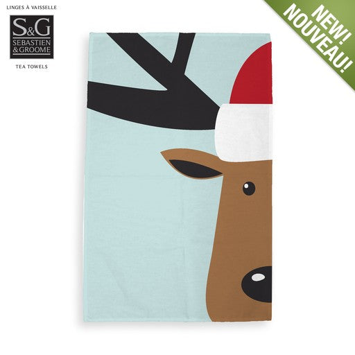 Reindeer Print Tea Towel