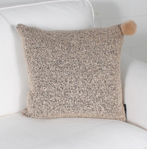 Marie Dooley Oscar Throw Pillow, Beige 18x18