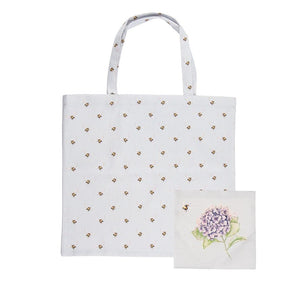 Wrendale Foldable Shopping Bag, Hydrangea Bee 16x18"