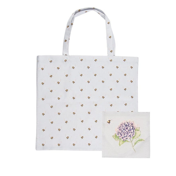 Wrendale Foldable Shopping Bag, Hydrangea Bee 16x18