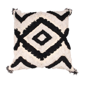 Diamond Tassel Cushion Cover 18x18, Black