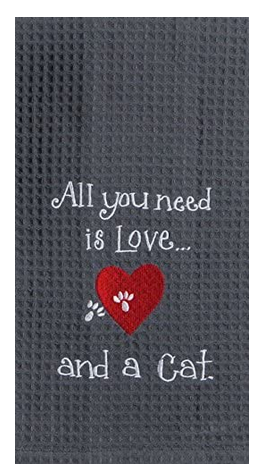 Kay Dee Waffle Tea Towel, Love....And A Cat