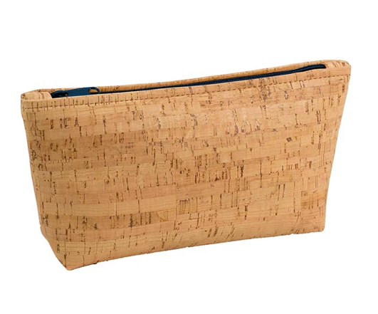 Be Organized Rustic Cork Large Pouch w/ Navy Zip
