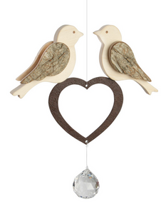 Love Birds on Heart w/ Swarovski Crystal, Ornament