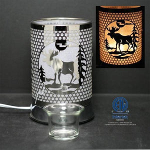 Touch Sensor Lamp, Silver Moose w/Scented Oil Holder, 7"