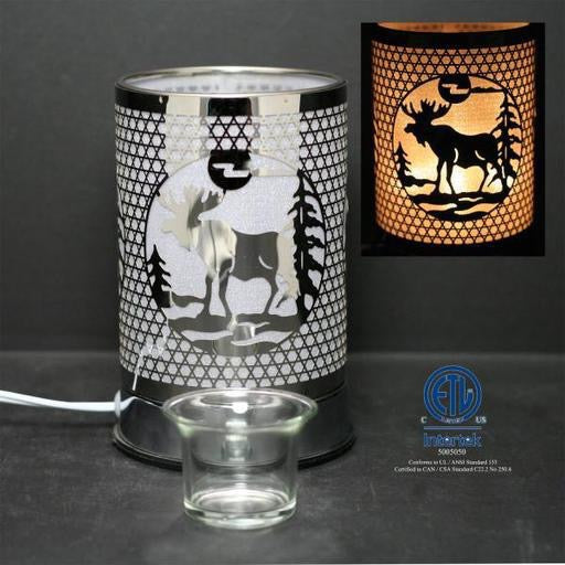 Touch Sensor Lamp, Silver Moose w/Scented Oil Holder, 7