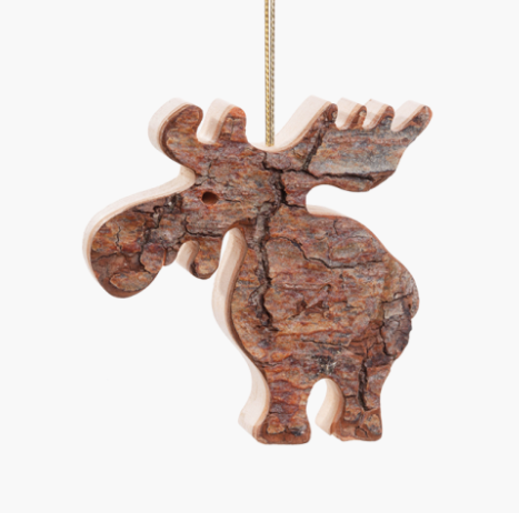 Bark Moose Ornament, 6cm