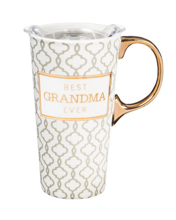 Ceramic Travel Cup w/Tritan Lid & Gift Box, 17oz Best Grandma Ever