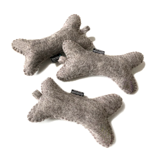 Hamro Felt Dog Toy, Natural Bone (Grey)
