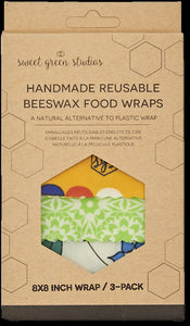 Handmade Reusable Beeswax Food Wraps - 3 Packs (12x12, 10x10, 8x8) Assorted
