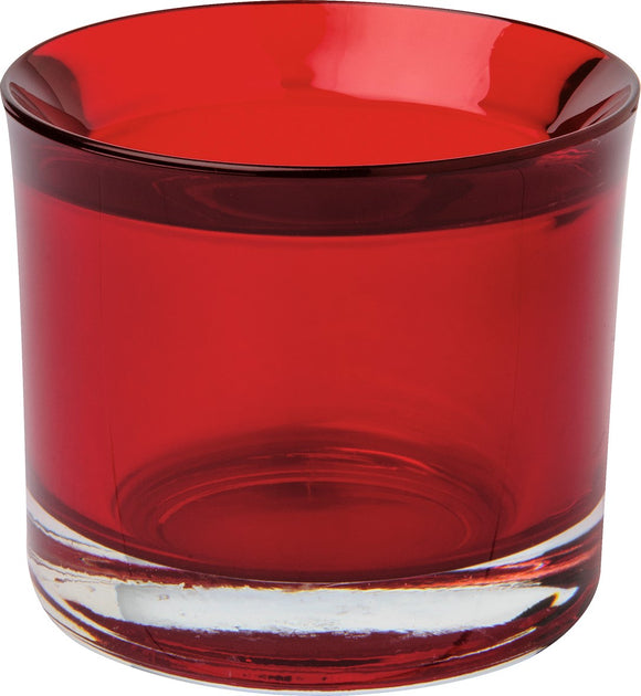 IHR Glass Cup Tea Light Holder, Red