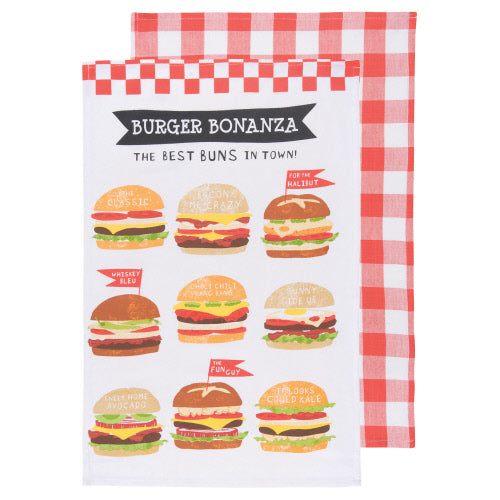 Now Designs Tea Towel Set, 2pc Burger Bonanza