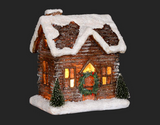 Snowy Log House w/Lights