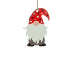 4.5" Metal Gnome Ornament with PolkaDot Hat