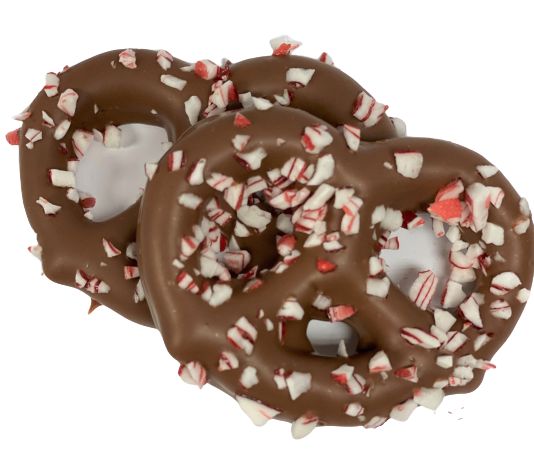 Milk Chocolate & Peppermint Covered 3 Ring Pretzels, 2pc