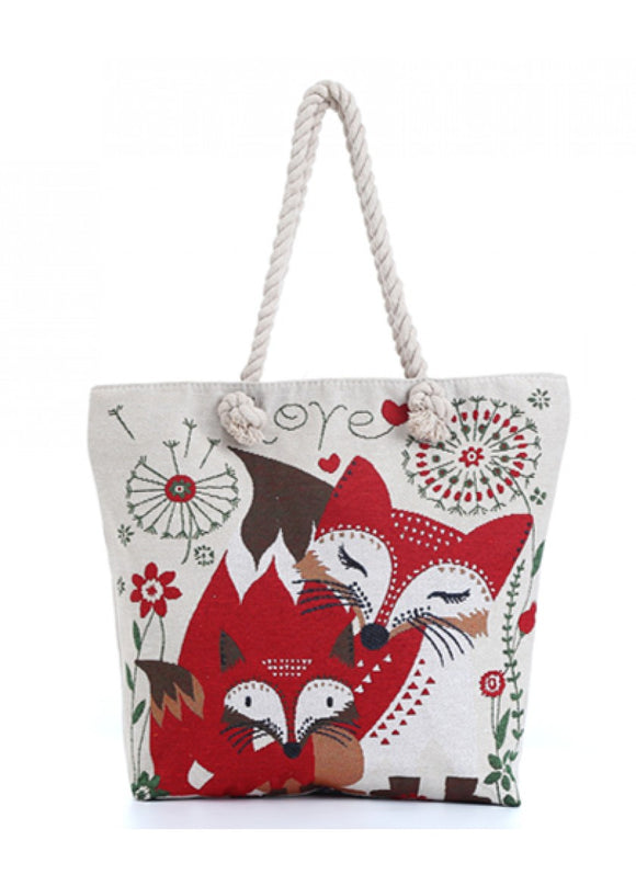 FOX Print Canvas Bag