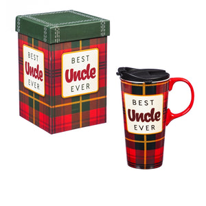 Ceramic Travel Cup w/Tritan Lid & Gift Box, 17oz Best Uncle Ever