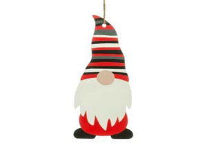 6" Metal Gnome Ornament with Striped Hat