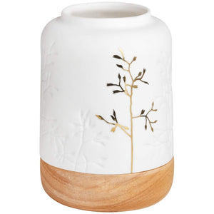 Golden Branch Vase "Light" w/Wood Base, 13cm H