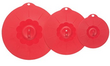 Set of 3 Silicone Suction Lids, Red