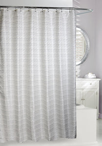 Avenue Road Shower Curtain, White/Silver 71x71"