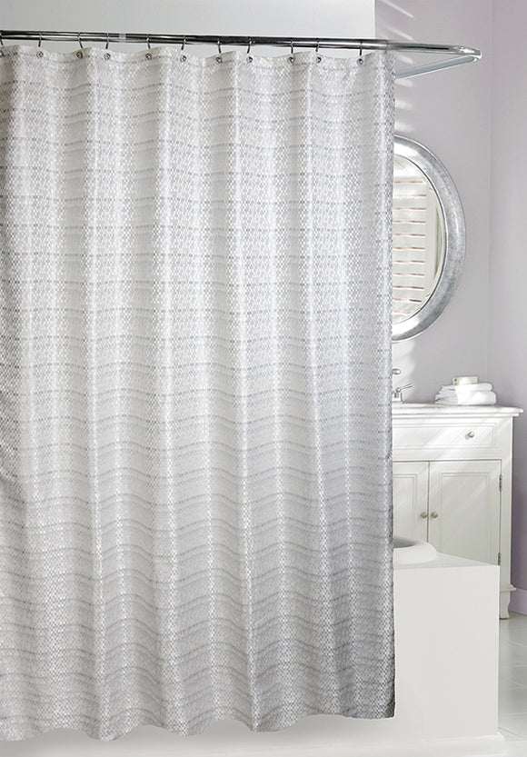 Avenue Road Shower Curtain, White/Silver 71x71