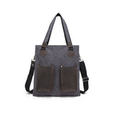 Davan Canvas Tote Bag w/Leather Pockets