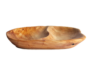 Greener Valley Hand-Crafted Live Edge Wood Divided Platter, 2 Section