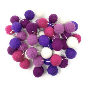 Hamro Felt Ball Garland, Multi-Purple (46"L) Vineyard