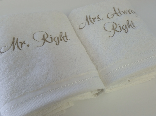 Pico Charlie Cole 'Mr. Right / Mrs. Always Right' Hand Towel Set, White