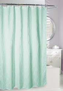 Infinity Jacquard Fabric Shower Curtain, Sea Green 71x71"