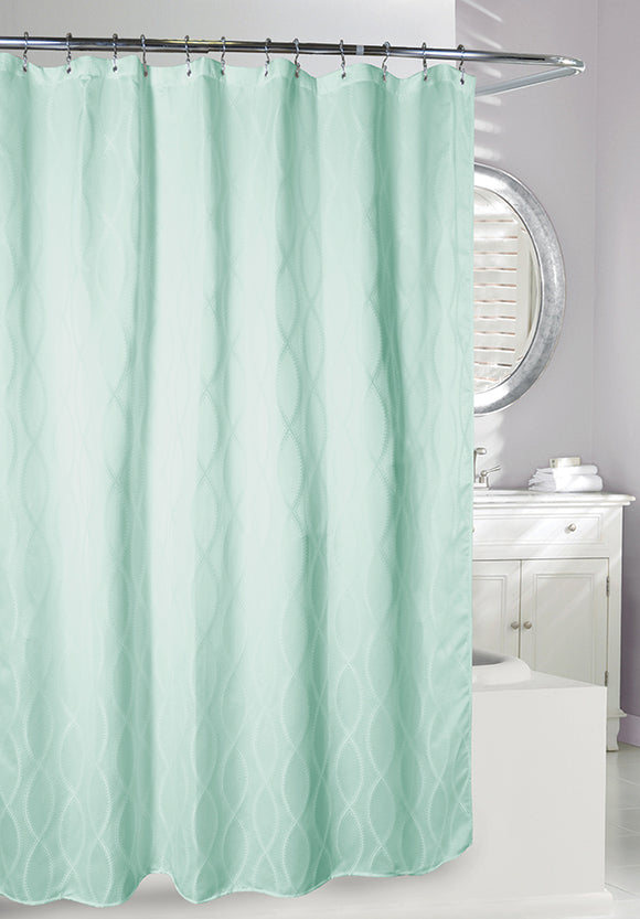 Infinity Jacquard Fabric Shower Curtain, Sea Green 71x71