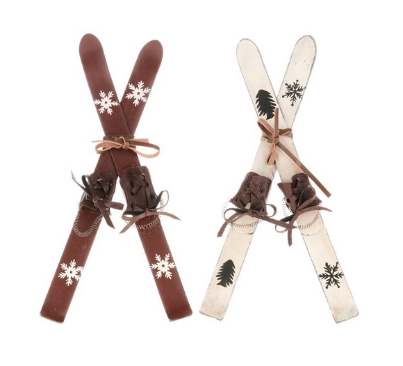 Red/White Metal Skis Ornament, 9.5