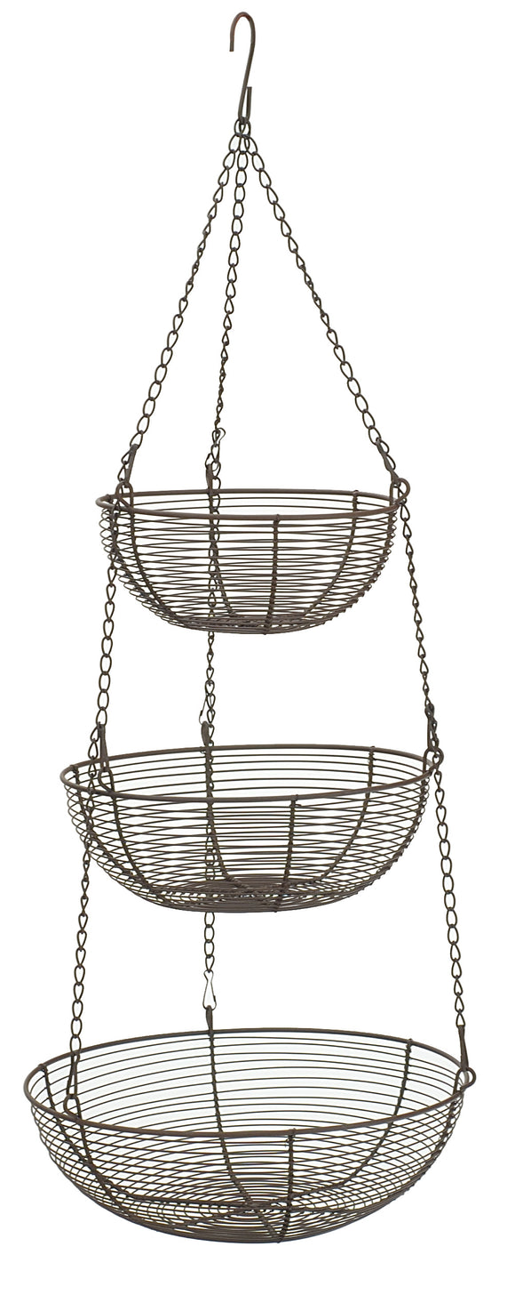 RSVP 3-Tier Hanging Basket, Woven Bronze