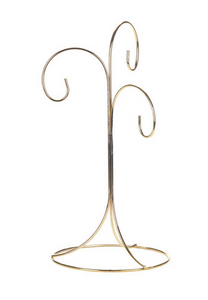 Gold Ornament Stand With 3 Arms, 11"