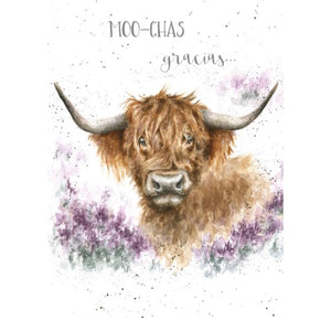 Thank You Card, Moo-chas Gracias (Highland Cow)