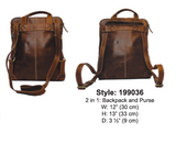 Rugged Earth Leather Backpack/Purse, Style 199036