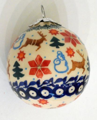 Christmas Ornament, Ball, 7cm, Holly & Reindeer