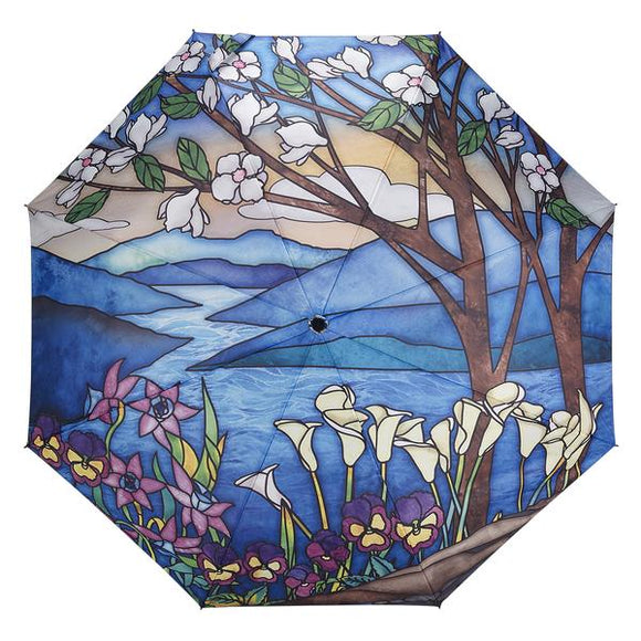 Folding Umbrella - Stained Glass Landscape