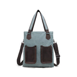 Davan Canvas Tote Bag w/Leather Pockets